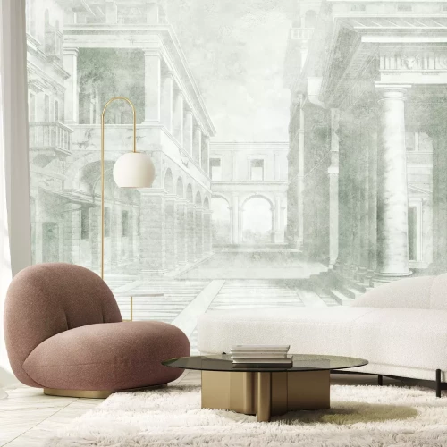 Papier peint  Ville ancienne avec des colonnes dans le brouillard