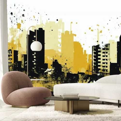 Papier peint  Aquarelle d'une ville avec des bâtiments hauts