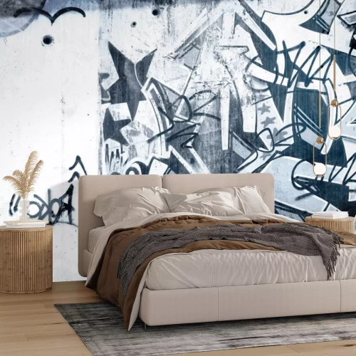 Papier peint  Graffiti monochrome sur béton