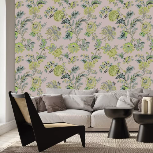 Papier peint  Bouquet de fleurs tropicales au milieu d'une végétation dense