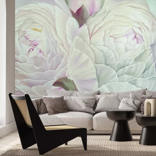 Papier peint  Fleurs de pivoine dans des teintes délicates de rose