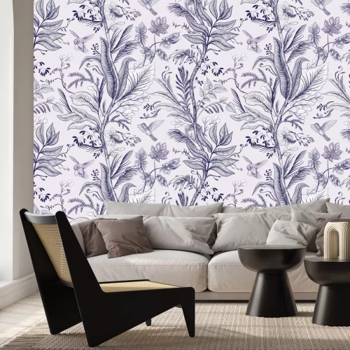 Papier peint  Végétation sauvage avec des fleurs parmi les fleurs