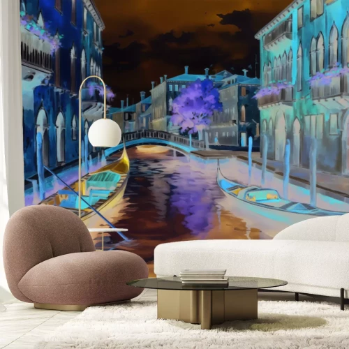 Papier peint  Peinture pittoresque de Venise avec des gondoles