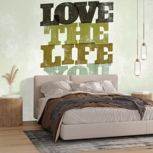 Papier peint  Texte sur l'amour de la vie sur le béton