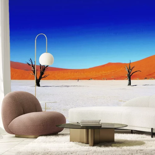 Papier peint  Arbres secs dans le désert avec des collines