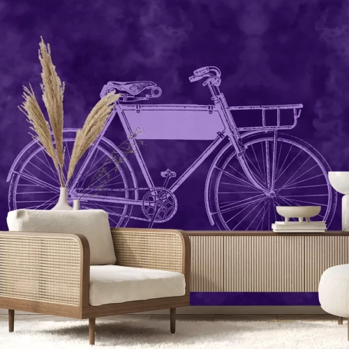 Papier peint  Vieux vélo dans un dessin vintage stylisé
