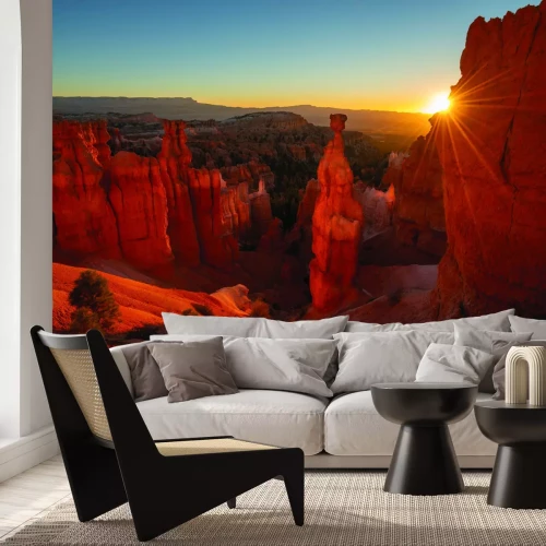 Papier peint  Coucher de soleil parmi les rochers du désert