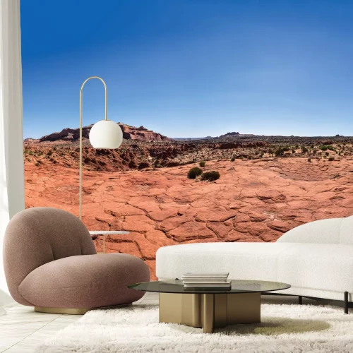 Papier peint  Panorama du désert rocheux rouge