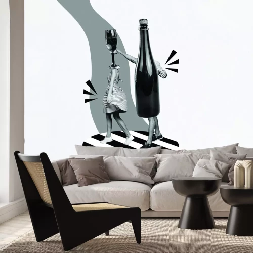 Papier peint  Représentation abstraite d'un verre de vin et de vin