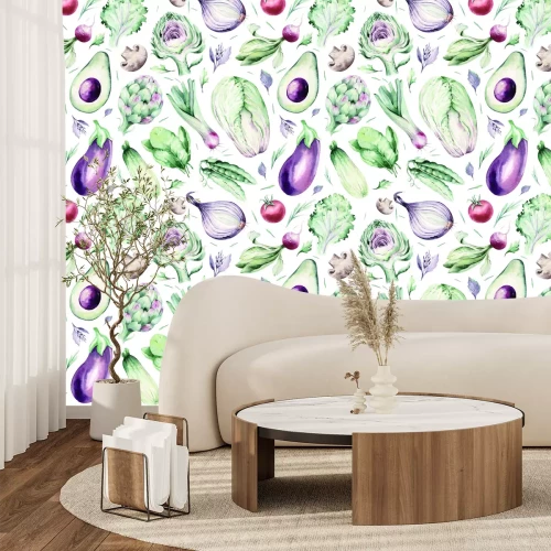 Papier peint  Aubergine et chou avec d'autres légumes