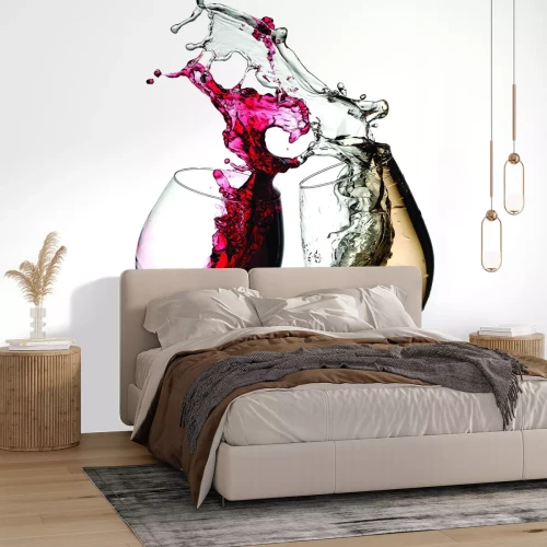 Papier peint  Verre avec du vin blanc et rouge