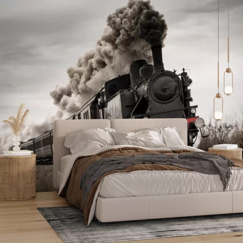 Papier peint  Locomotive à vapeur filant sur les rails