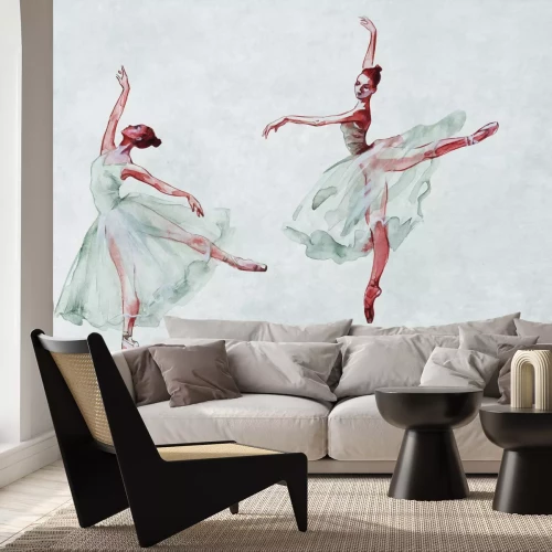 Papier peint  Ballerines délicates dansant sur une surface en béton