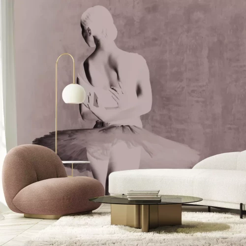 Papier peint  Photographie en noir et blanc d'une ballerine dansante