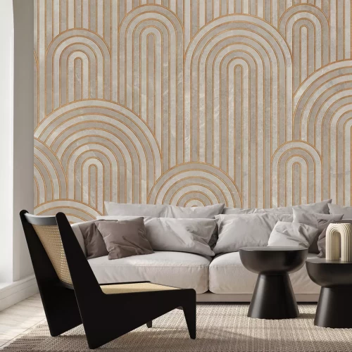 Papier peint  Arcs avec des rayures dorées