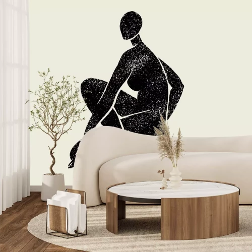 Papier peint  Dessin minimaliste d'une femme en noir