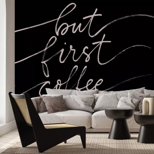 Papier peint  Lettrage noir sur le café sur fond blanc