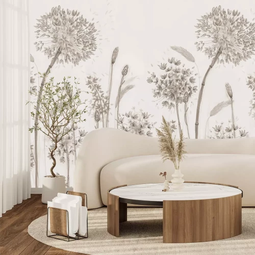 Papier peint  Prairie avec des fleurs sauvages