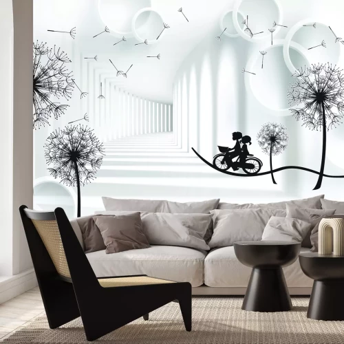 Papier peint  Pissenlits noirs dans l'espace 3D