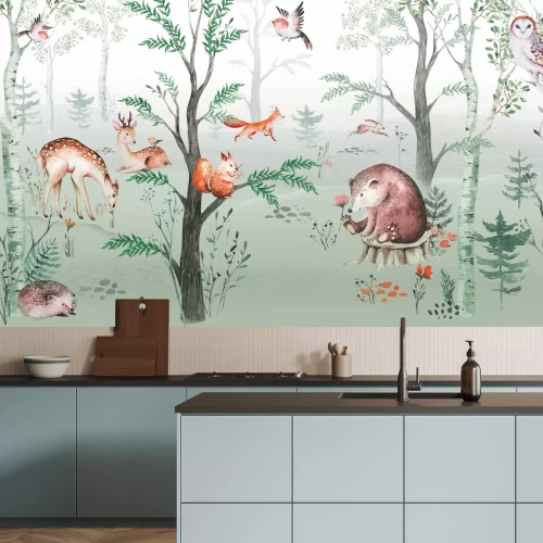 Papier peint  Forêt de conte de fées avec des animaux forestiers