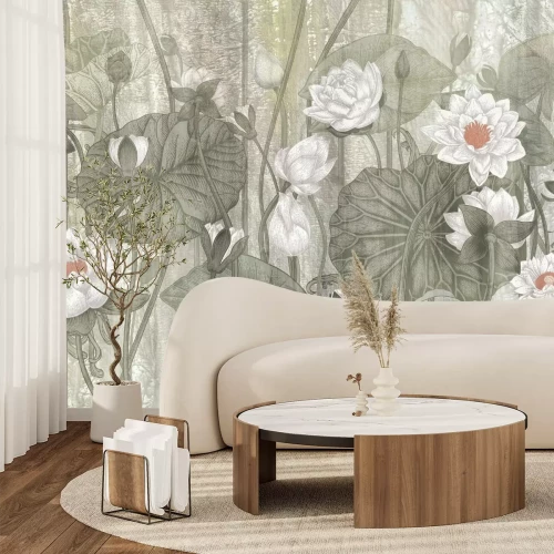 Papier peint  Ciel pastel avec un arc-en-ciel coloré et des nuages légers