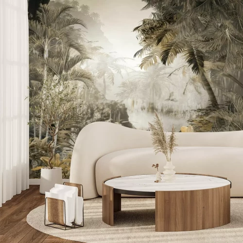 Papier peint  Forêt tropicale avec des palmiers