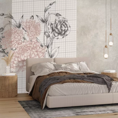 Papier peint  Marbre blanc avec des ornements dorés