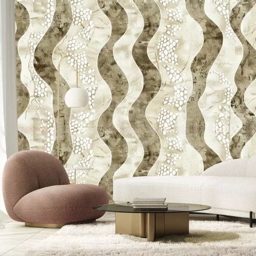 Papier peint  Mosaïque ondulée sur fond clair