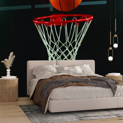 Papier peint  Balle de basket entrant dans le panier