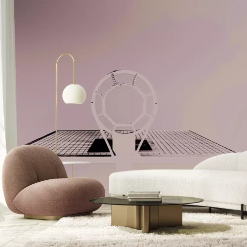 Papier peint  Photo en noir et blanc d'un panier de basket