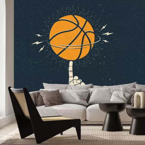 Papier peint  Ballon de basket tournant sur un doigt