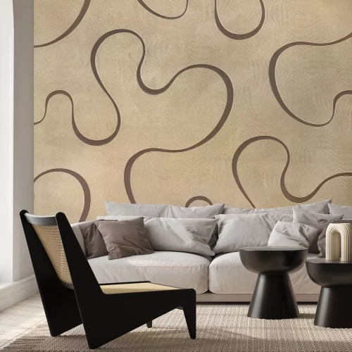Papier peint  Lignes ondulées brunes sur la texture