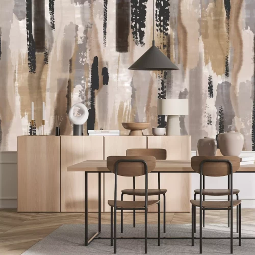 Papier peint  Fresque aquarelle en tons bruns et gris