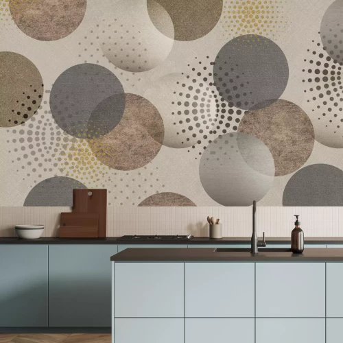 Papier peint  Formes de cercles en beige