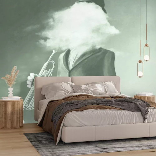 Papier peint  Homme avec un visage flou et une trompette