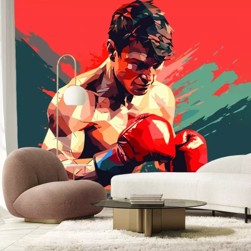 Papier peint  Boxeur musclé abstrait portant des gants