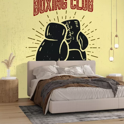 Papier peint  Gants de boxe sur fond jaune