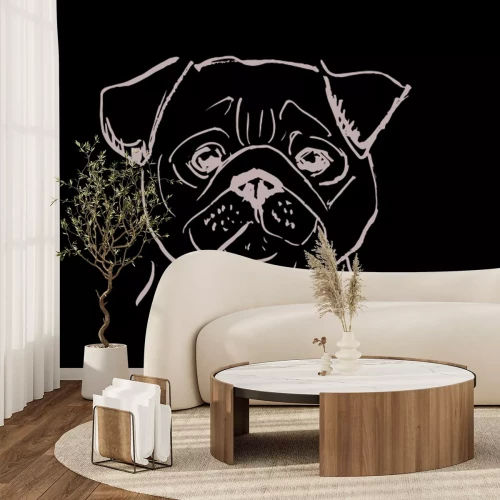 Papier peint  Portrait dessiné d’un chien carlin