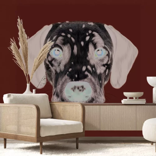 Papier peint  Chien dalmatien sur fond bleu