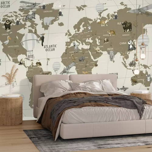 Papier peint  World map wallpaper design for kids room