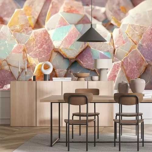 Papier peint  The texture of light pink marble. Natural stone pattern. Abstract 3D illustration of marble surface for backgrounds, wallpapers, photo wallpapers, murals, posters.