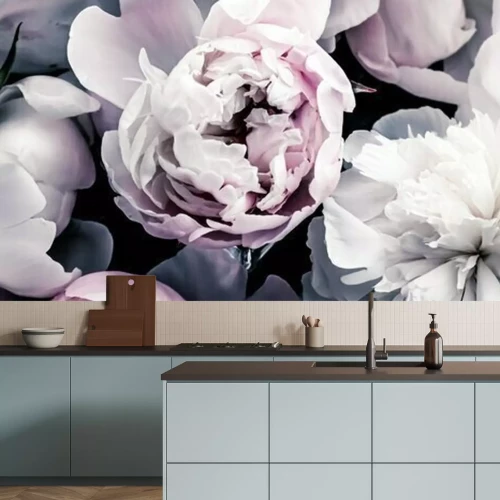 Papier peint  Pastel peony flowers as floral art background, botanical flatlay and luxury branding design