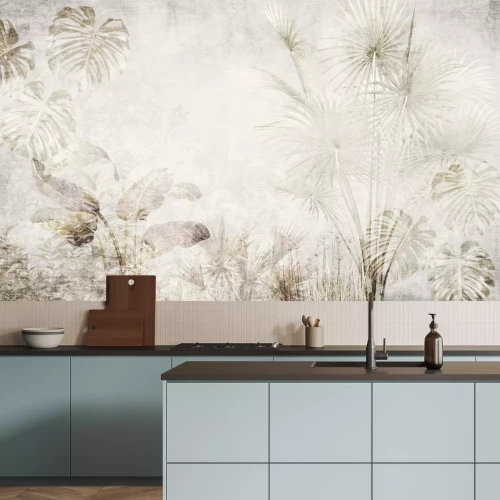 Papier peint  Motif botanique délicat en beiges