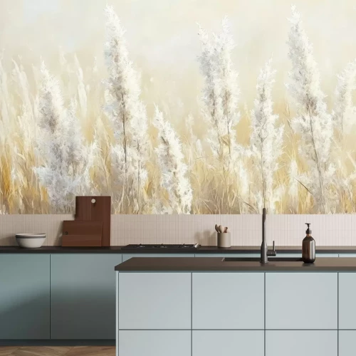 Papier peint  Aquarelle d'une prairie avec des herbes sèches