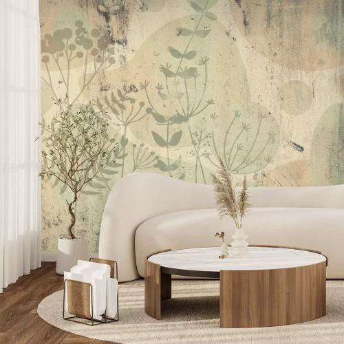 Papier peint  Fleurs sauvages peintes sur le mur