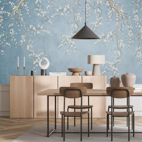 Papier peint  Délicates fleurs de cerisier en fleur