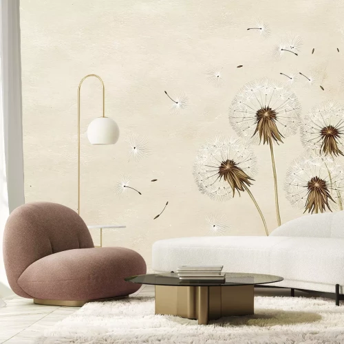 Papier peint  Pissenlits avec des graines flottant au vent