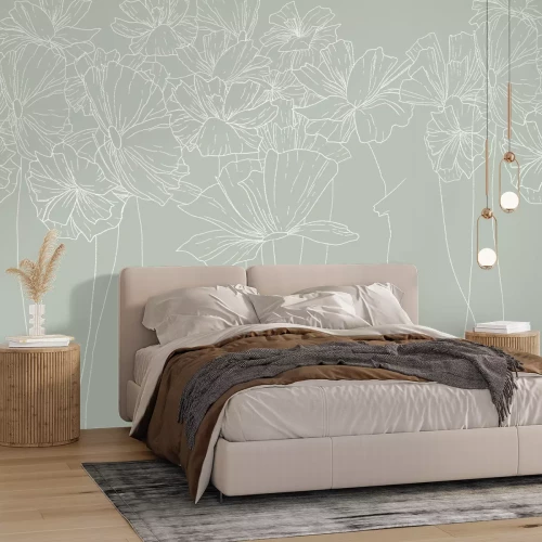 Papier peint  Croquis d'une prairie de fleurs sauvages