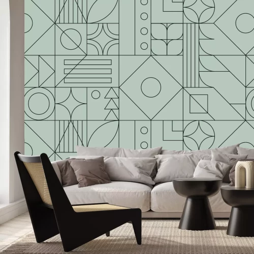 Papier peint  Lignes noires dans des formes géométriques