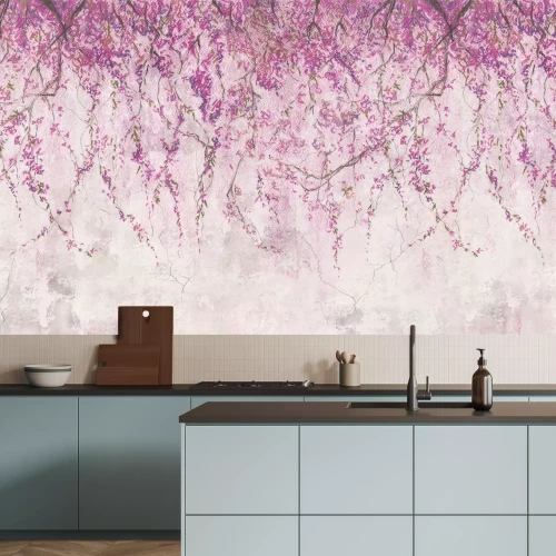 Papier peint  Vignes suspendues de fleurs de cerisier